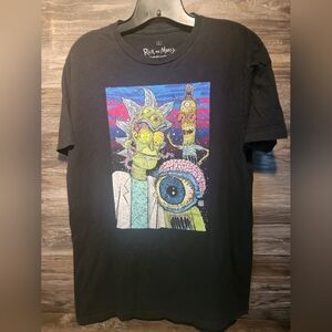 Rick and Morty Psychedelic Graphic T-Shirt size Large Rob Israel Design Euc